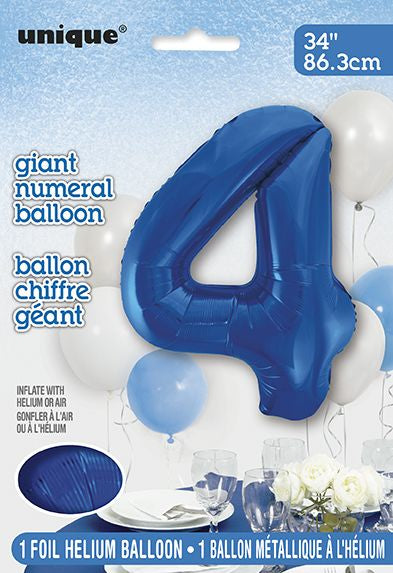 Ballon à l'hélium 34 po chiffre de 0 à 9 bleu royal