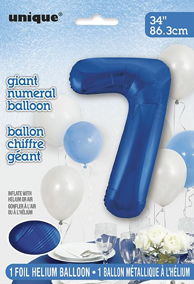 Ballon à l'hélium 34 po chiffre de 0 à 9 bleu royal