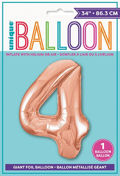 Ballon à l'hélium 34 po chiffre de 0 à 9 or rose