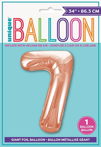 Ballon à l'hélium 34 po chiffre de 0 à 9 or rose