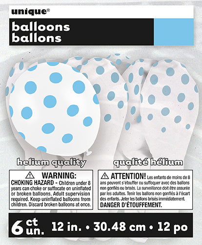 Ballon de fête 12 po blanc motif pois (paquet de 6)