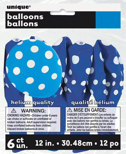 Ballon de fête 12 po motif pois blancs (paquet de 6)