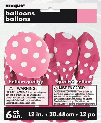 Ballon de fête 12 po motif pois blancs (paquet de 6)