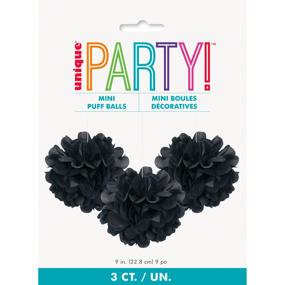 Décoration à suspendre 9 po boule en papier noir