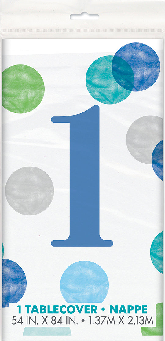 Nappe 54 po x 84 po en plastique jetable motif 1 an à pois