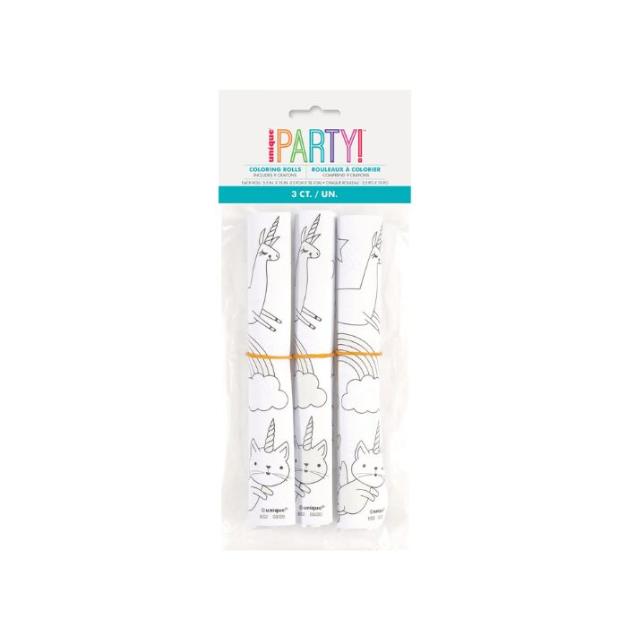 Rouleau à colorier licorne avec 9 crayons (3 rouleau de 5,5 po x 15 po)