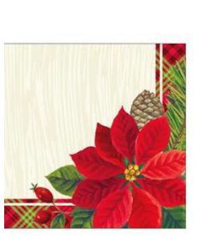 Serviette de table en papier (paquet de 16) poinsettia