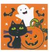 Serviette de table en papier citrouille et chat noir (x16)