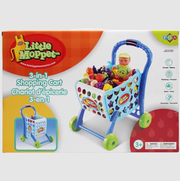 Little Moppet chariot d'épicerie 3 en 1 bleu (3 ans et plus)