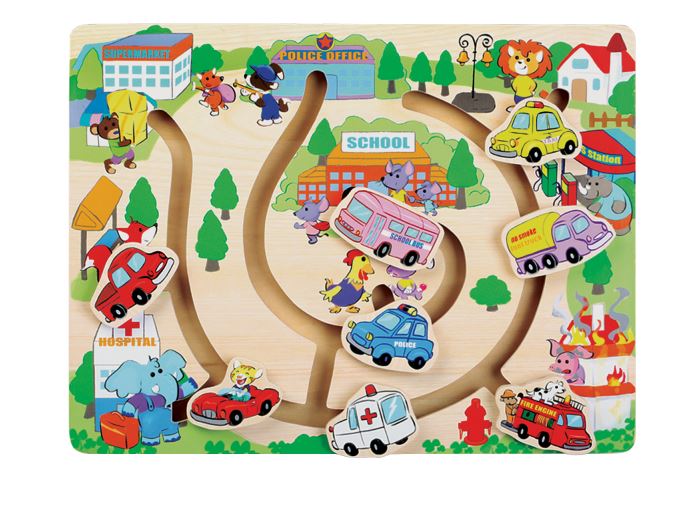 Casse-tête en bois avec pièces coulissantes les véhicules (3 ans et +)