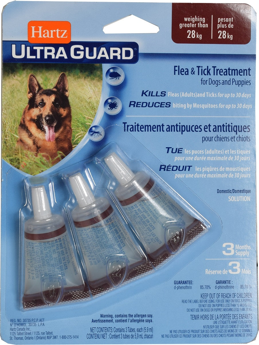 Traitement antipuces et antitiques Hartz (3 x 1 mois) pour chien pesant plus de 28 kg