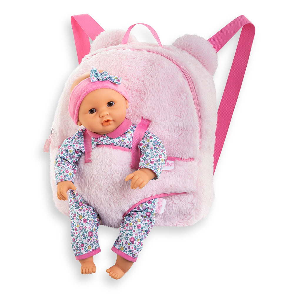Corolle sac à dos porte-poupon pour poupée 30 cm en peluche rose (3 ans et plus)