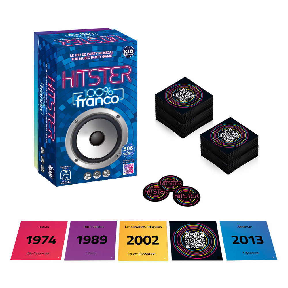 Jeu Hitster 100% Franco (16 ans et plus, 2 à 20 joueurs)