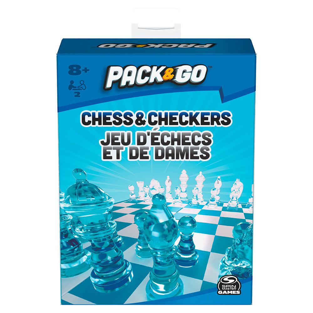 Jeu d'échecs et de dames format voyage (8 ans et plus, 2 joueurs)