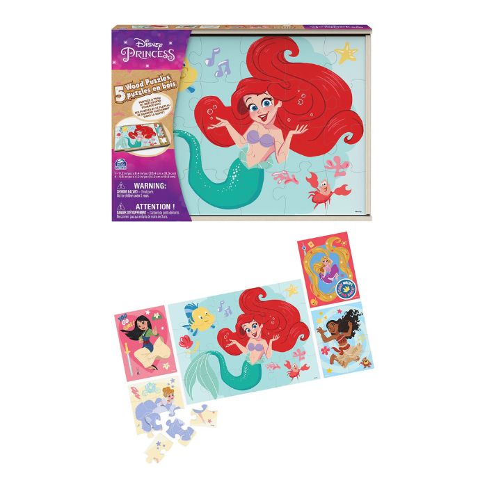 Casse-tête en bois 5 en 1 Princesses de Disney (4 ans et +)