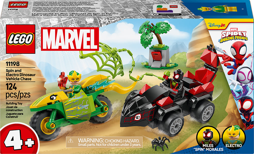 Lego Spidey la course-poursuite entre Spin et Electro en dino-véhicules 124 morceaux (4 ans et plus)