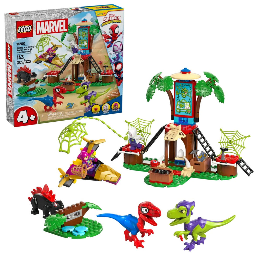 Lego Marvel le combat des raptors de Spidey et Gobby au QG dans l'arbre 143 morceaux (4 ans et plus)