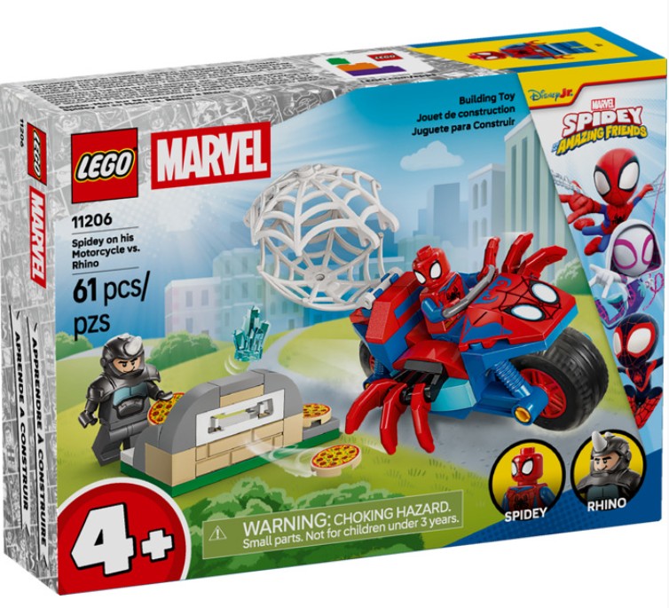 Lego Marvel Spiderman sur sa moto contre Rhino 61 morceaux (4 ans et plus)