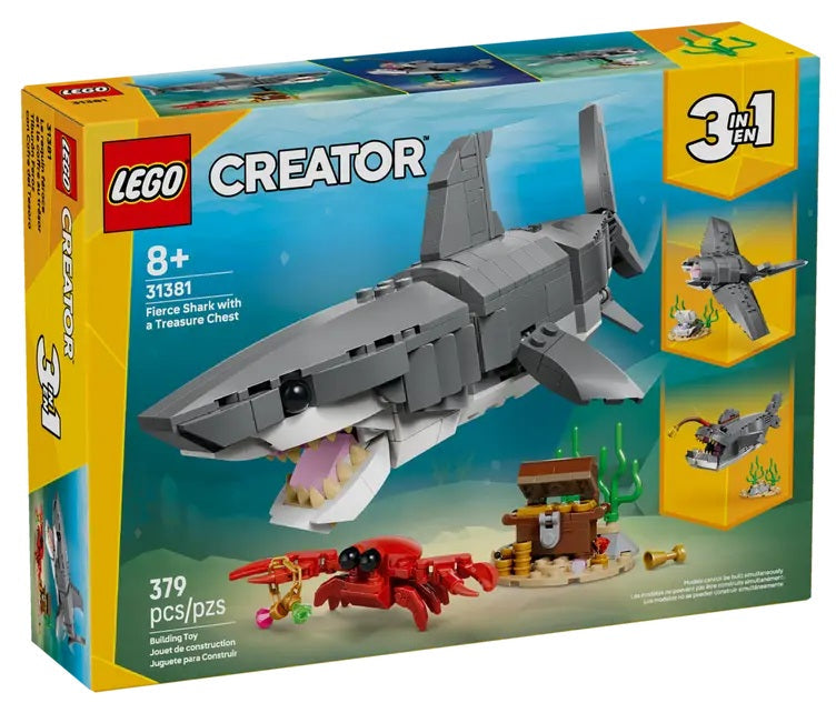 Lego Creator 3 en 1 le requin féroce et le coffre au trésor 379 morceaux (8 ans et plus)