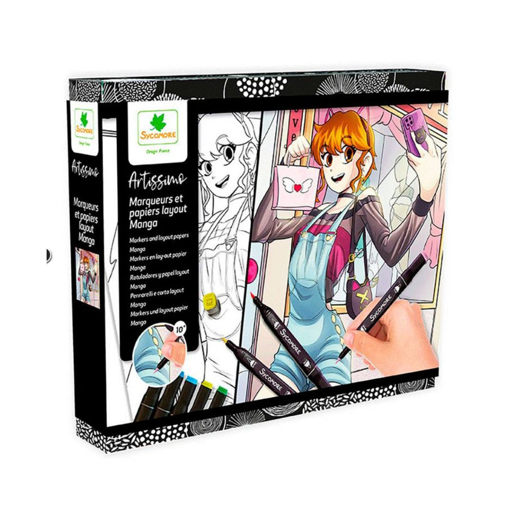 Ensemble de marqueurs et papiers layout Manga Héroïne (10 ans et +)