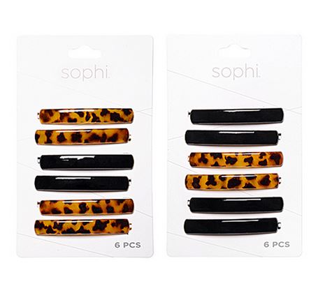 Barrette clip à cheveux écaille de tortue et noires Sophi (paquet de 6)