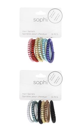 Élastique à cheveux spiral Sophi holographique (paquet de 6)