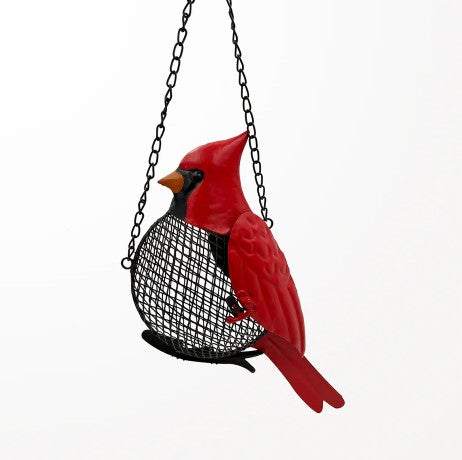 Mangeoire à oiseaux en métal 6,5 po x 4 po x 13 po cardinal rouge
