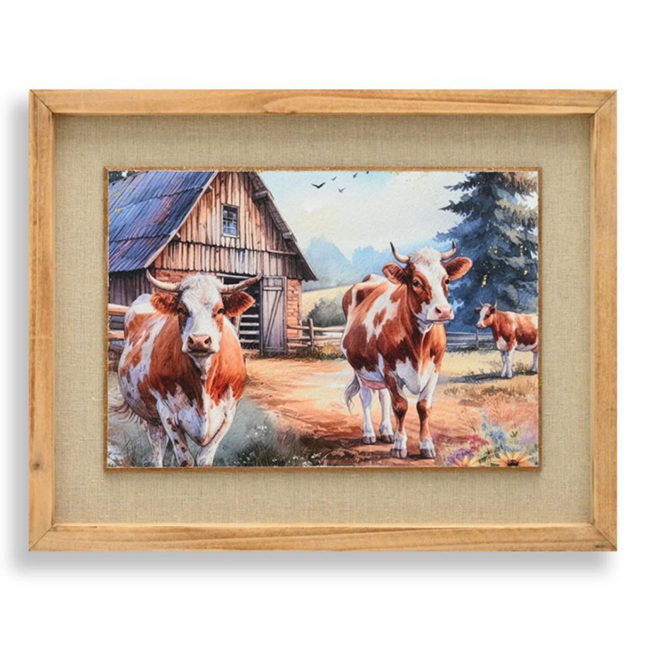 Toile encadrée 12 po x 16 po vaches