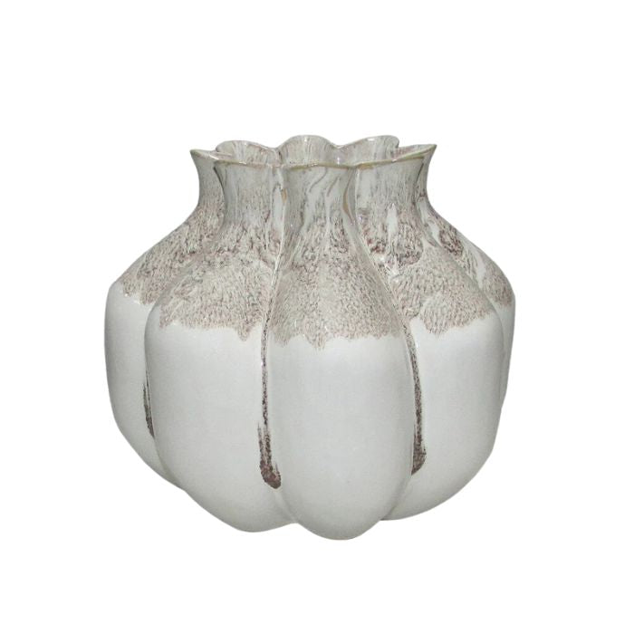Vase en céramique 8,25 po x 7,5 po en forme de courge gris