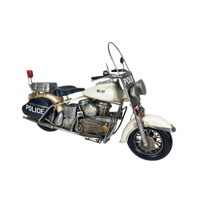 Moto de police blanche 15 po x 6 po x 9 po