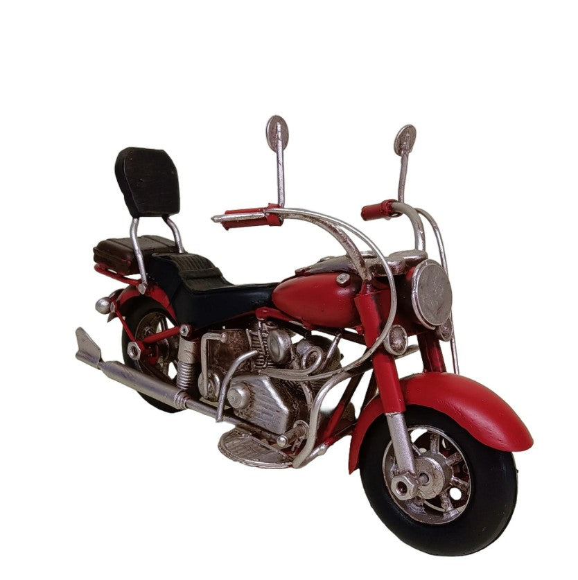 Moto vintage en métal 7,5 po x 3,25 po x 4,75 po rouge