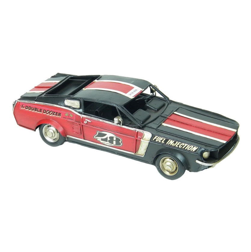 Voiture de course Mustang vintage 12,5 po x 5 po x 3,5 po rouge et noire