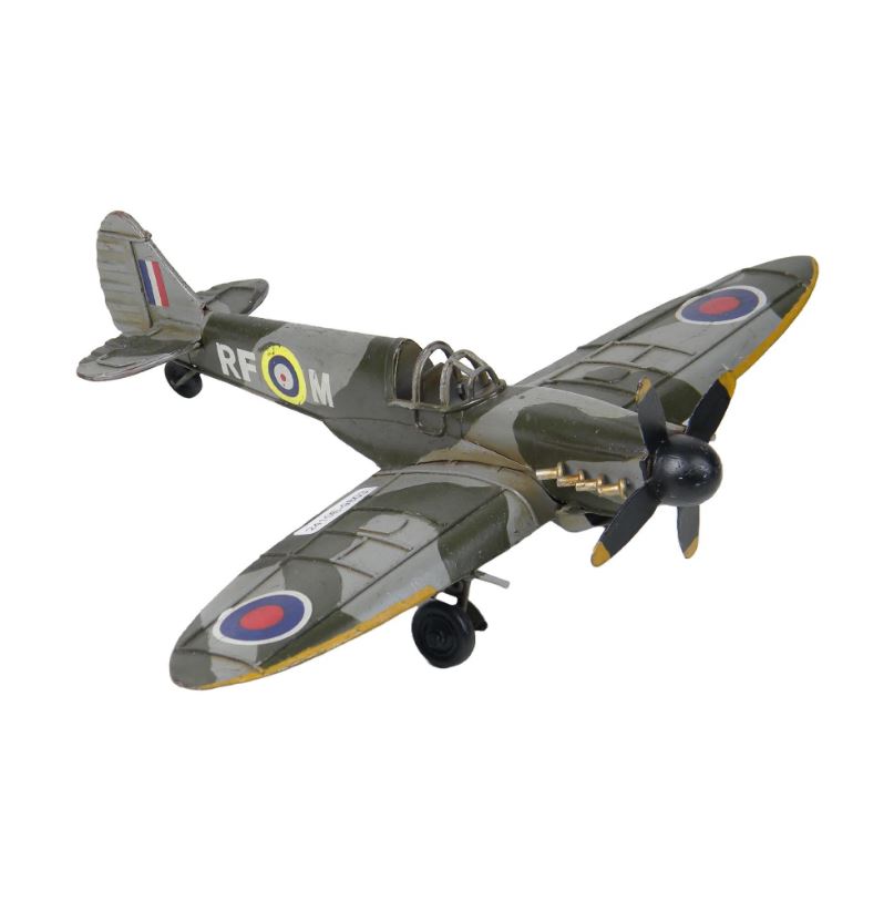 Avion militaire en métal 9,75 po x 11 po x 3,5 po gris avec motif camouflage