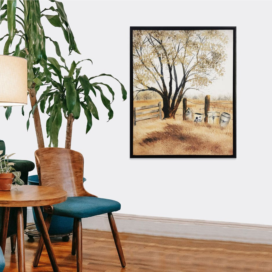 Tableau 16 po x 20 po clôture arrière en campagne tranquille