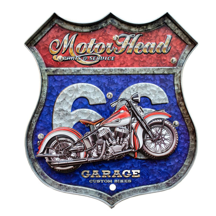 Plaque murale DEL "Route 66 - Motor Head"