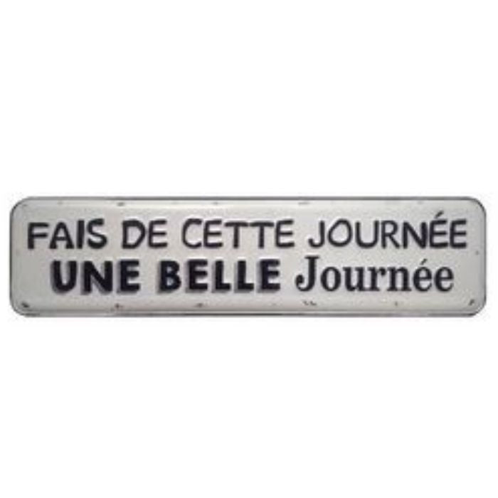 Plaque murale 24 po x 6 po "Une belle journée" blanche