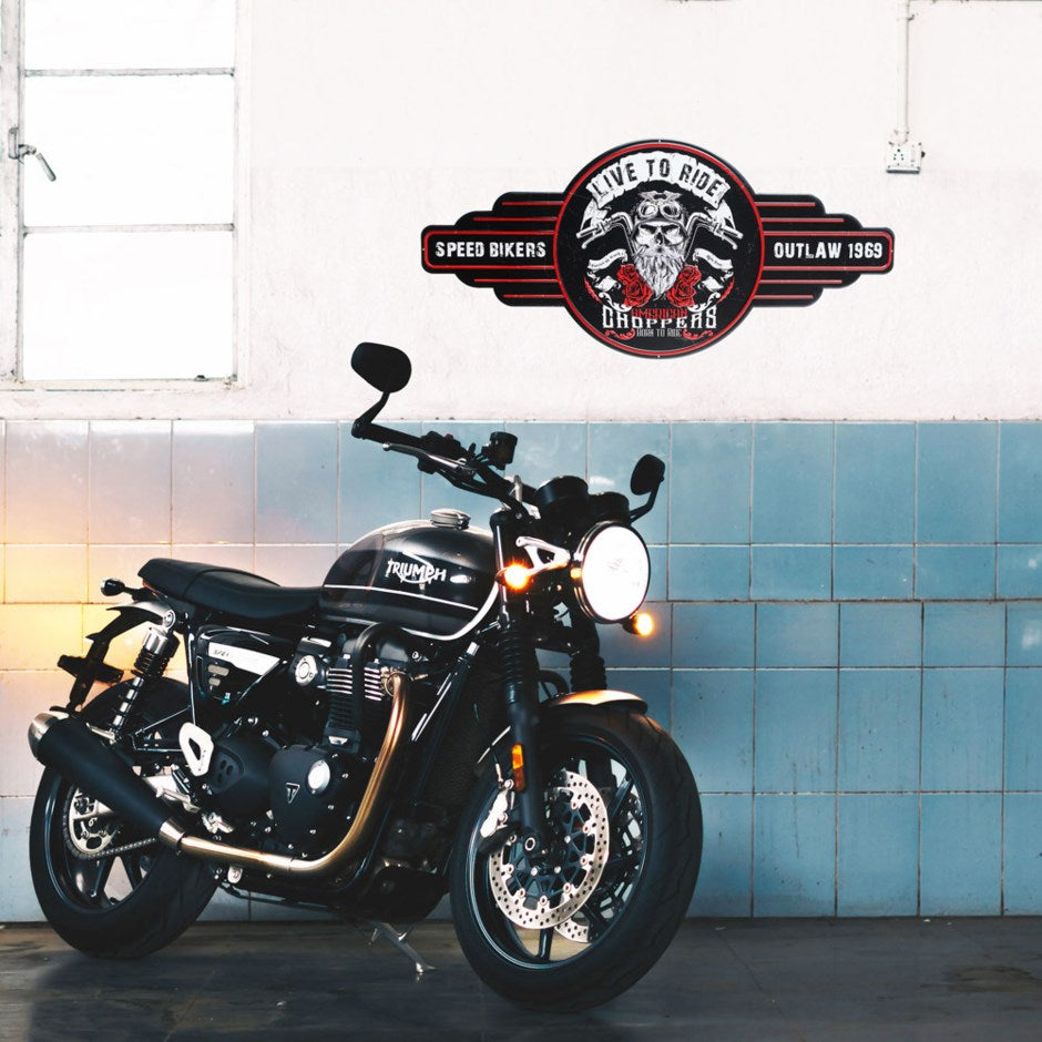 Plaque murale 33 po x 15 po "Live to ride choppers"