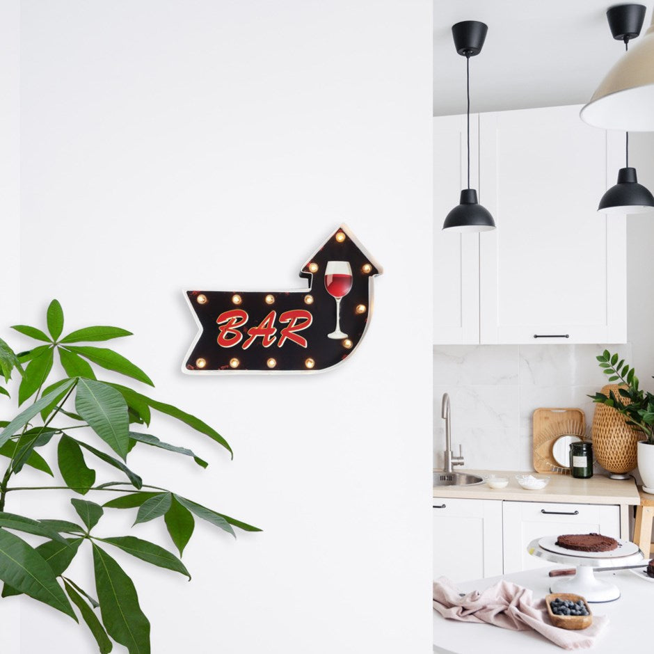 Plaque murale DEL 12 po x 2 po x 8 po flèche "Bar"