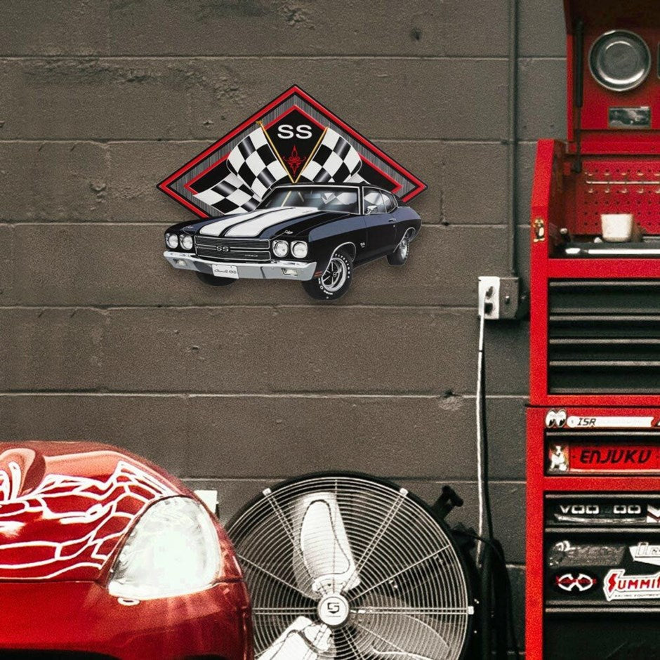 Plaque murale 16 po x 21 po voiture Chevy Nova SS tuxedo noire