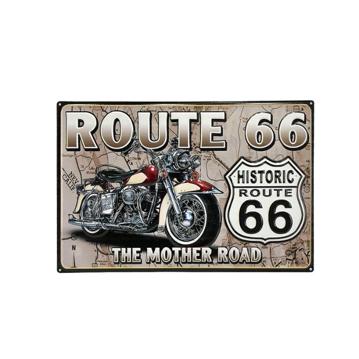 Plaque murale en métal 14 po x 9 po moto route 66