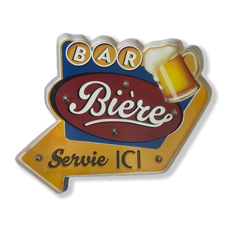 Plaque DEL 14 po x 2 po x 12,5 po Bière servie ici
