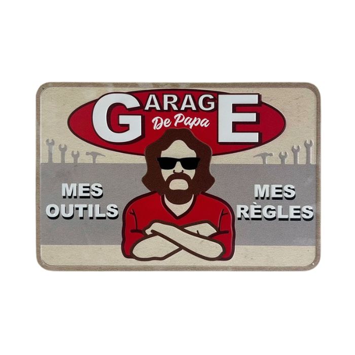 Plaque de métal 18 po x 12 po Mes outils, mes règles - Garage de papa