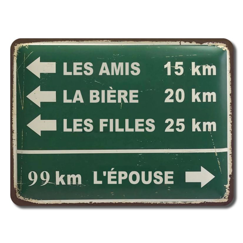 Plaque métal 16 po x 12 po panneau distance rigolo