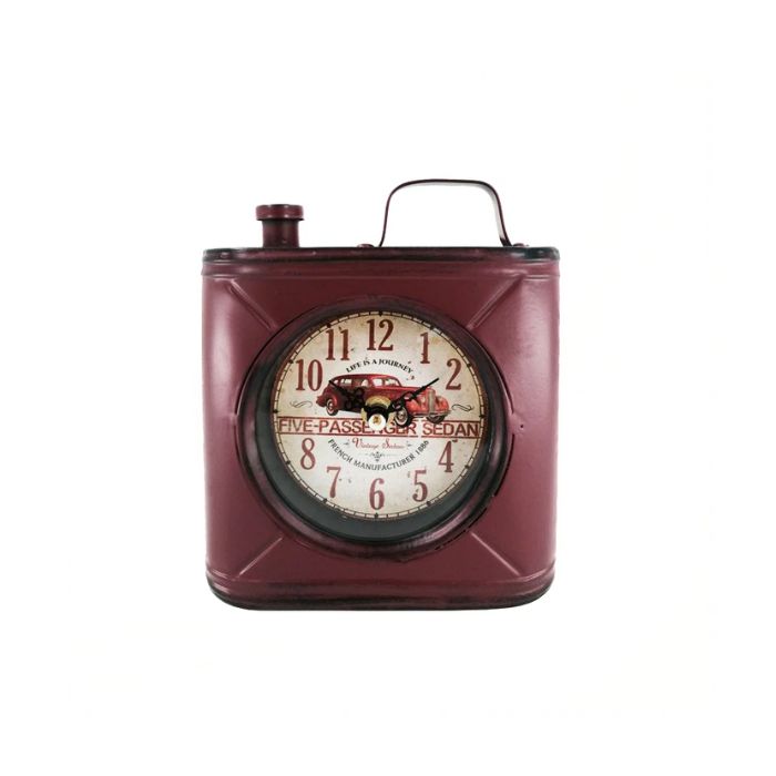 Horloge de table 6 po x 2 po x 7 po bidon d'essence vintage
