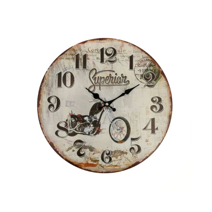 Horloge murale 13 po beige moto "Superior"
