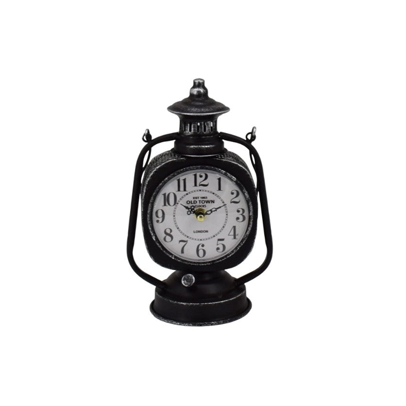 Horloge de table 6 po x 4 po x 10 po en forme de lanterne noire Old Town