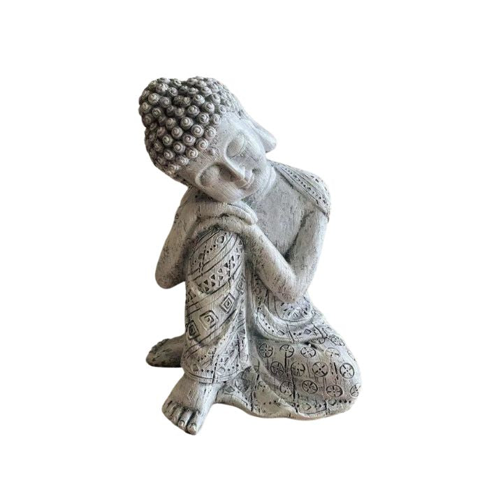 Bouddha tête sur le genou en résine 6 po x 7 po x 14 po
