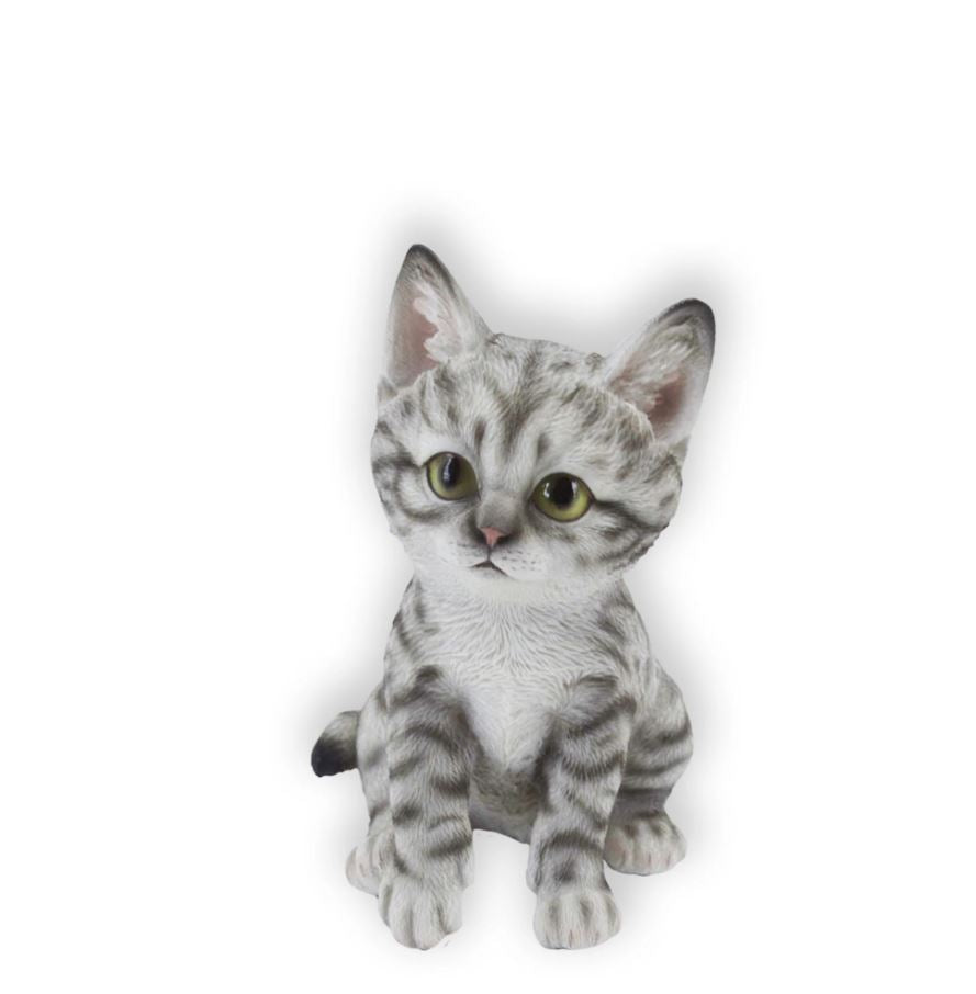 Chat gris et blanc décoratif 4 po x 4 po x 6 po