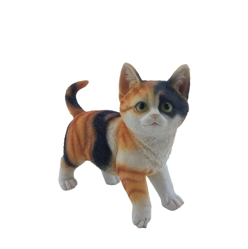 Chat orange, noir et blanc debout 7 po x 3,25 po x 6,5 po