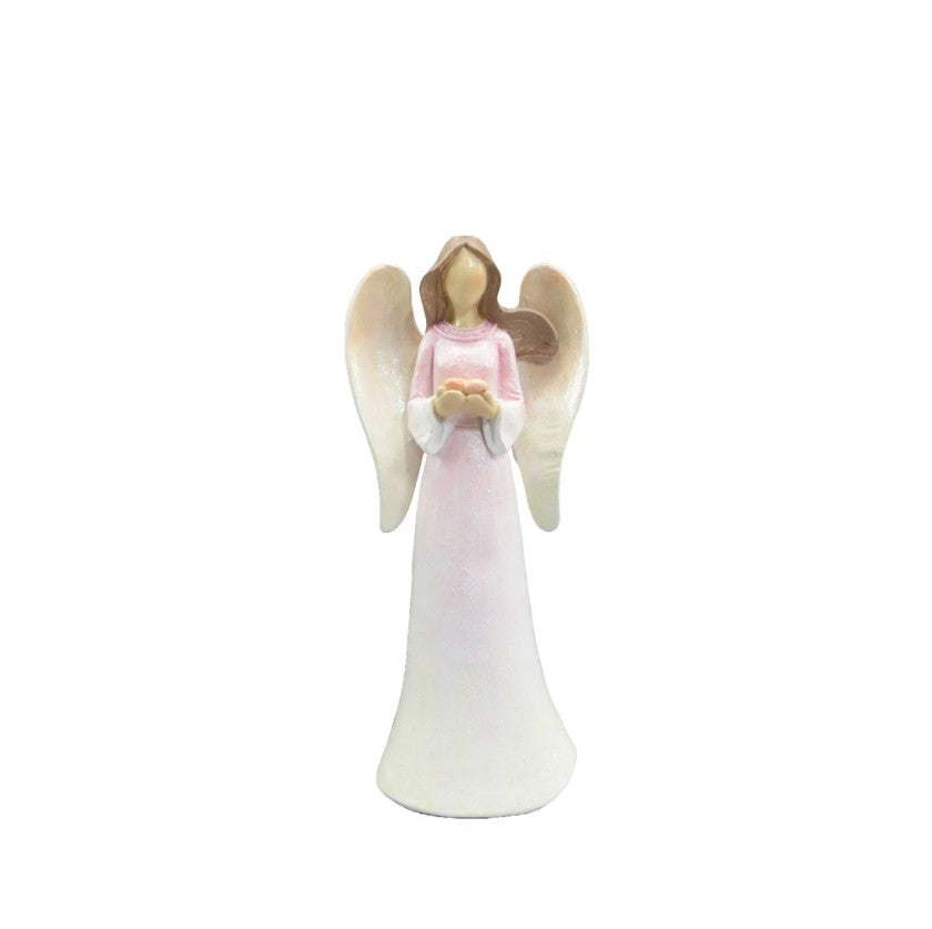 Bibelot ange 8 po blanc et rose